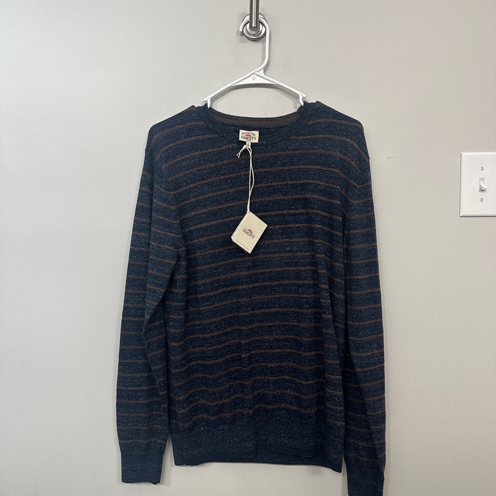 Men’s Faherty striped sconset crew nch-navy/chesnut